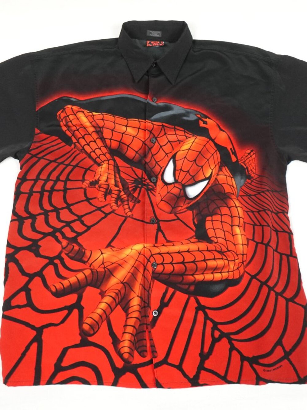 Vintage Y2K Marvel Spider-Man Shirt Men's Large Double Sided AOP 2001 Lightweigh